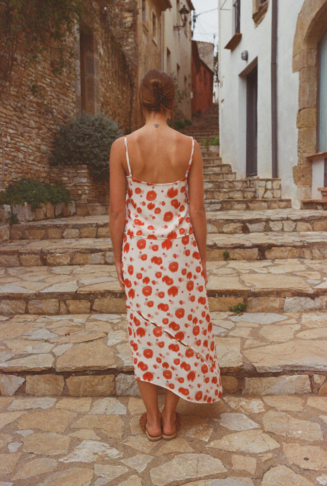 Top Charlotte - Imprimé Fleurs rouges