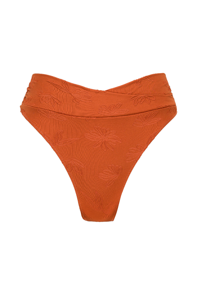 Bas de maillot culotte taille haute Myrto - Terracotta