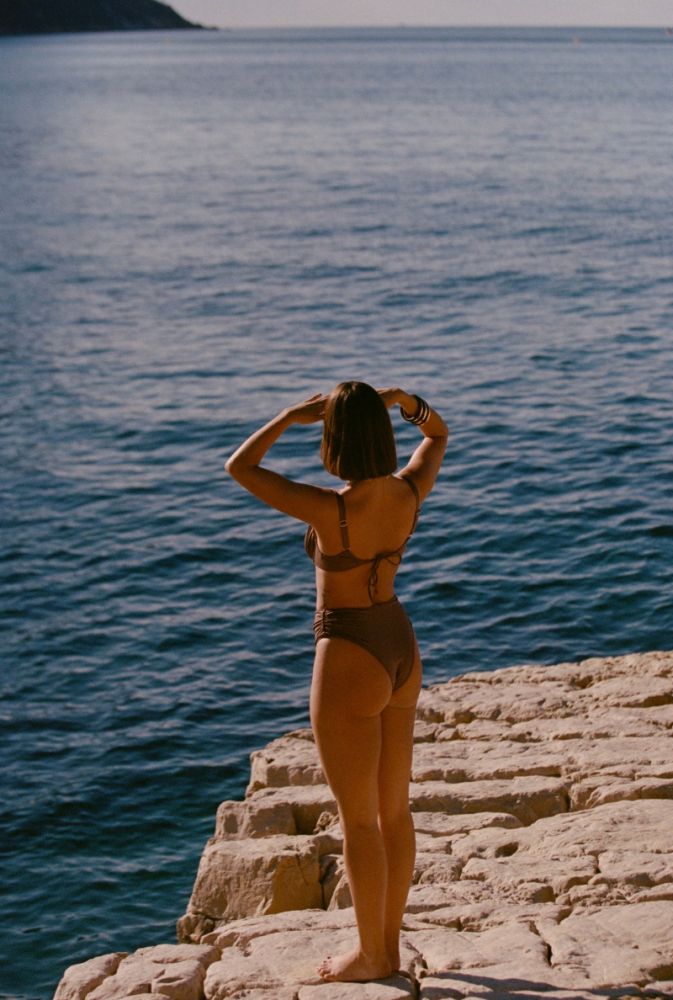 Bas de maillot taille haute Margauxbtn x Nénés - Marron