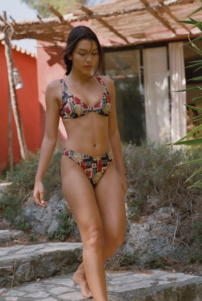 Bas de maillot tanga Agathe - Imprimé Graffiti