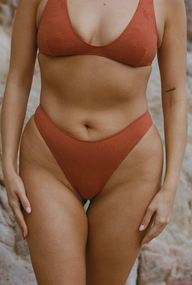Bas de maillot tanga Agathe - Terracotta