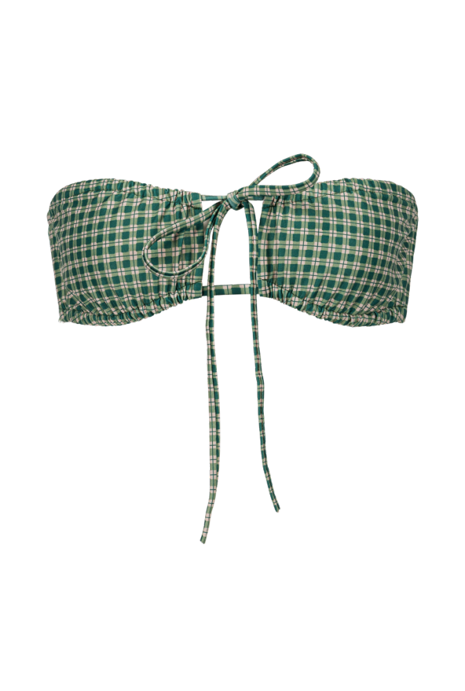 Haut de maillot bandeau Mado - Carreaux vert