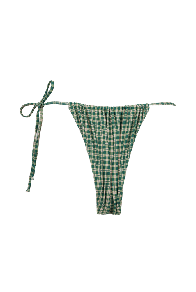 Bas de maillot tanga Pauline - Carreaux vert