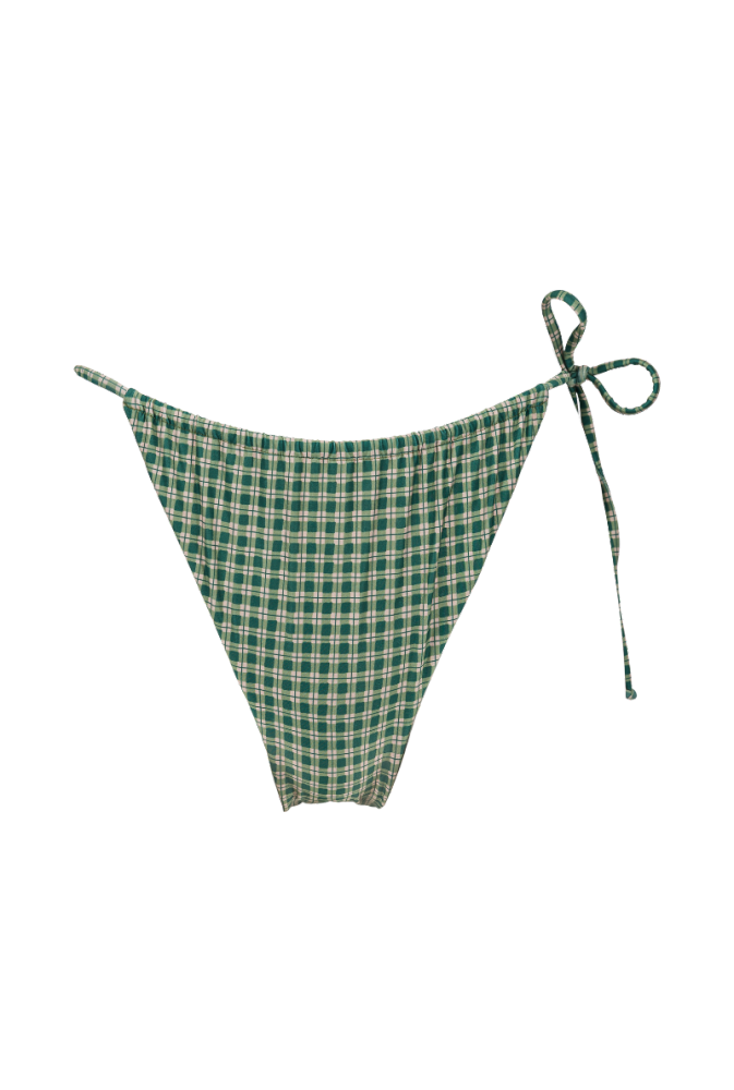 Bas de maillot tanga Pauline - Carreaux vert