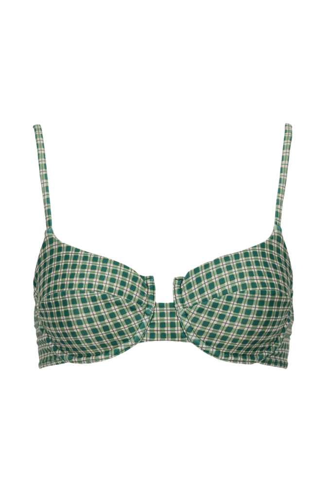 Haut de maillot armaturé Léa - Carreaux vert