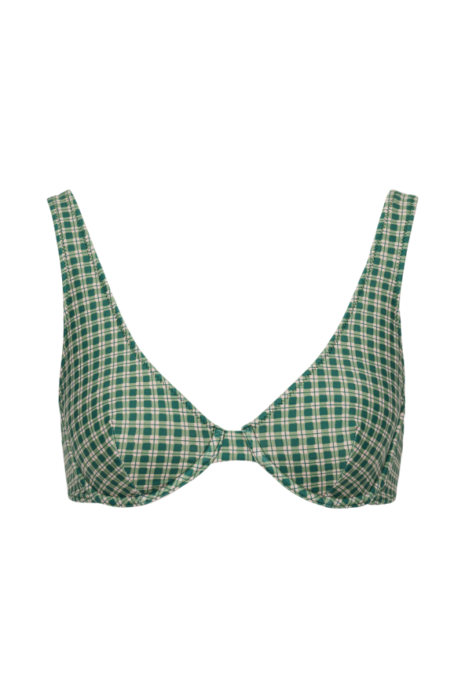 Haut de maillot armaturé Marilou - Carreaux vert