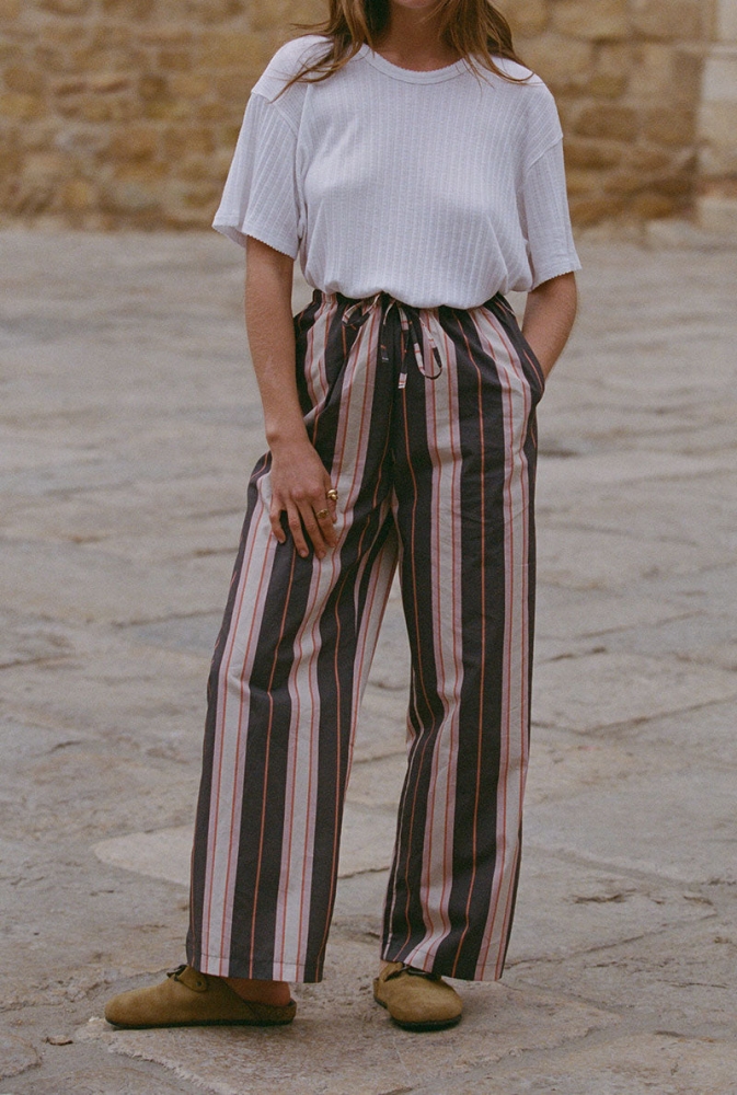 Pantalon Mathilde - Rayures prune