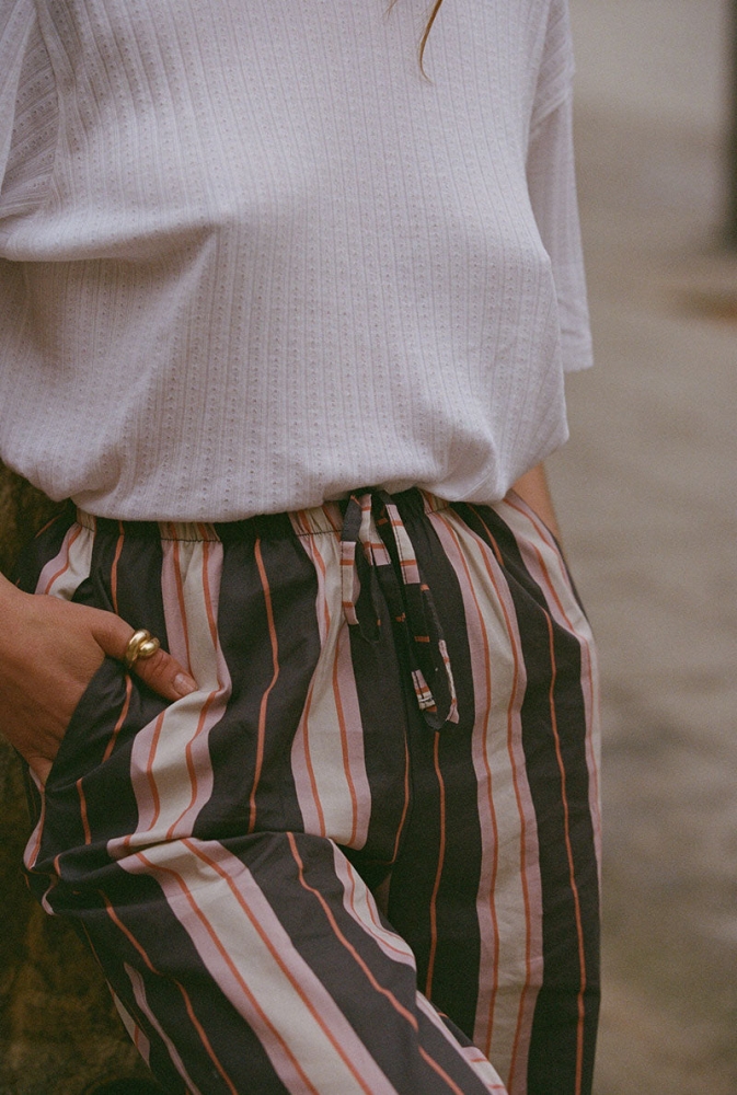 Pantalon Mathilde - Rayures prune
