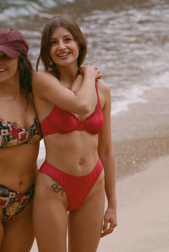Bas de maillot culotte Cocoa - Rouge framboise