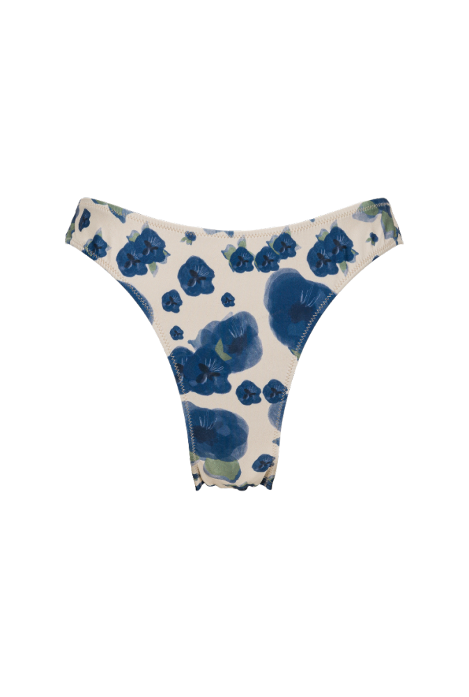 Bas de maillot tanga Cocoa - Fleurs bleues