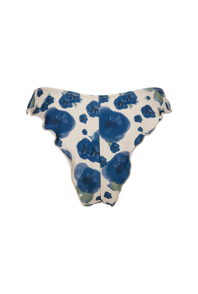 Bas de maillot tanga Cocoa - Fleurs bleues