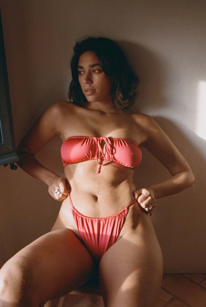 Bas de maillot tanga Pauline - Rouge framboise