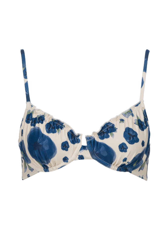 Haut de maillot armaturé Marcia - Fleurs bleues