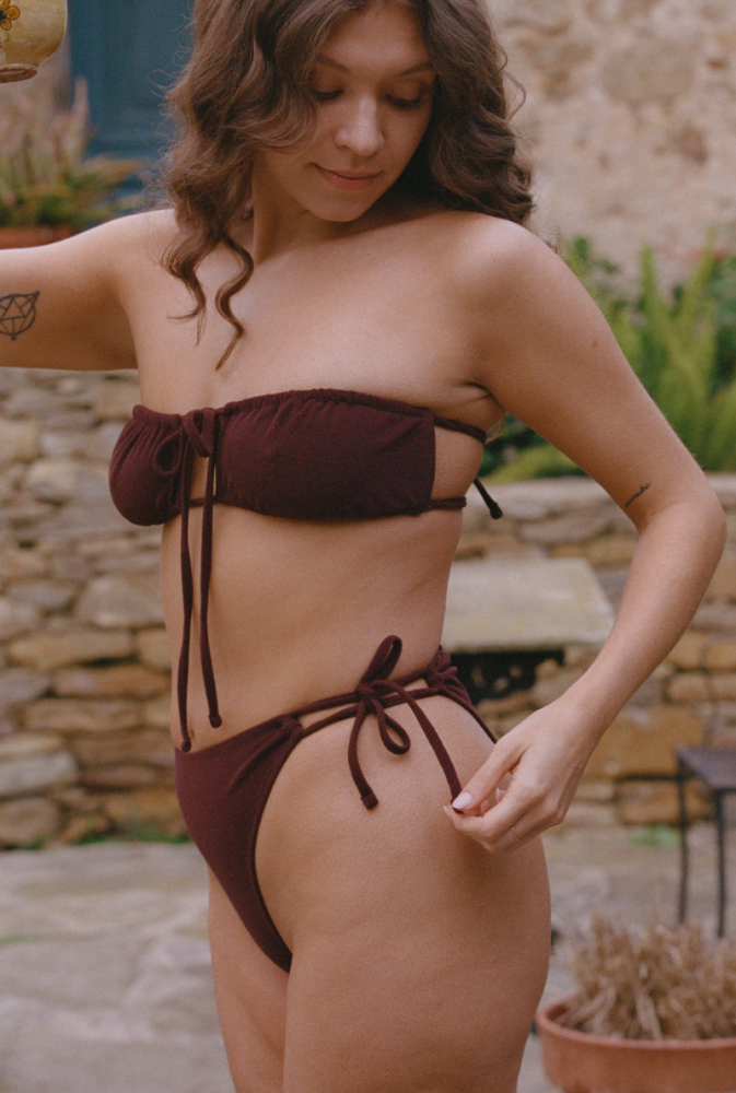 Haut de maillot bandeau Mado - Marron