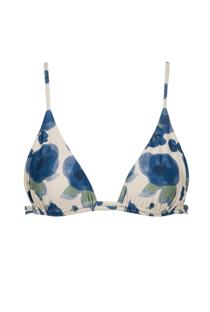 Haut de maillot triangle Mélanie - Fleurs bleues