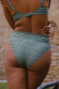 Bas de maillot culotte taille haute Myrto - Carreaux vert
