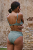 Bas de maillot culotte taille haute Myrto - Carreaux vert
