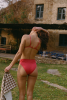 Bas de maillot culotte taille haute Myrto - Rouge framboise