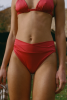 Bas de maillot culotte taille haute Myrto - Rouge framboise