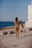 Bas de maillot tanga Agathe - Fleurs bleues
