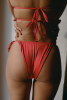 Bas de maillot tanga Pauline - Rouge framboise