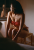 Haut de maillot bandeau Mado - Rouge framboise