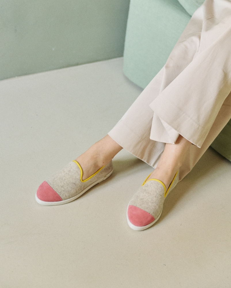 Chausson femme Bruson, laine play beige