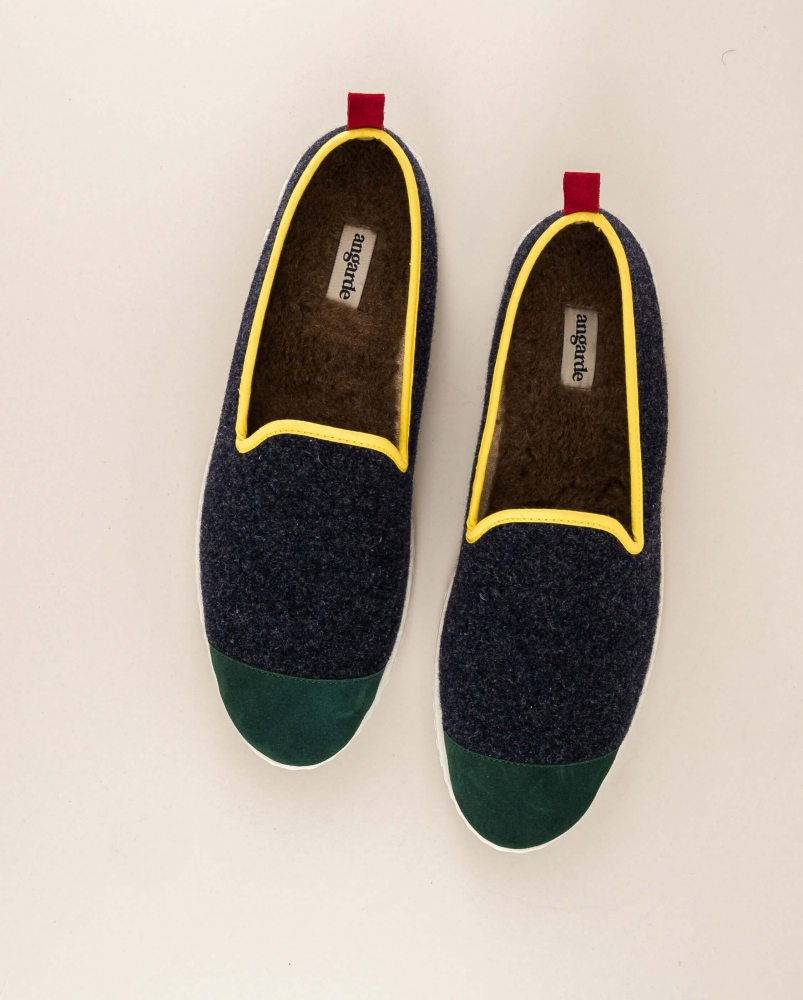 Chausson homme Bruson, laine play marine