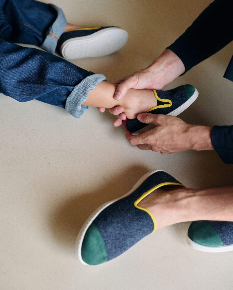 Chausson enfant Bruson, laine play marine