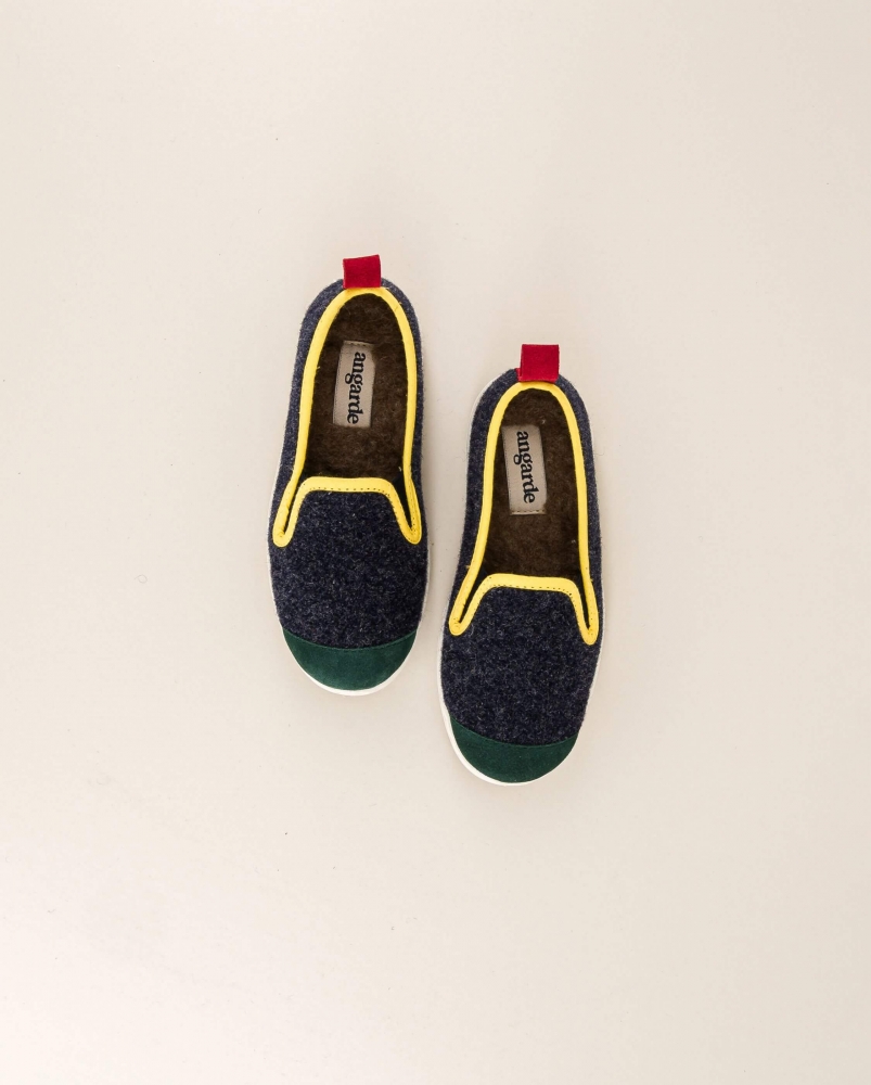 Chausson enfant Bruson, laine play marine
