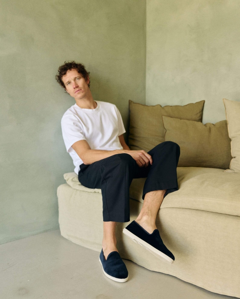 Chausson homme Bruson, velours marine