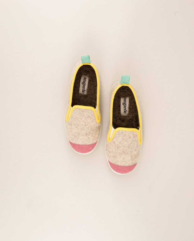 Chausson enfant Bruson, laine play beige