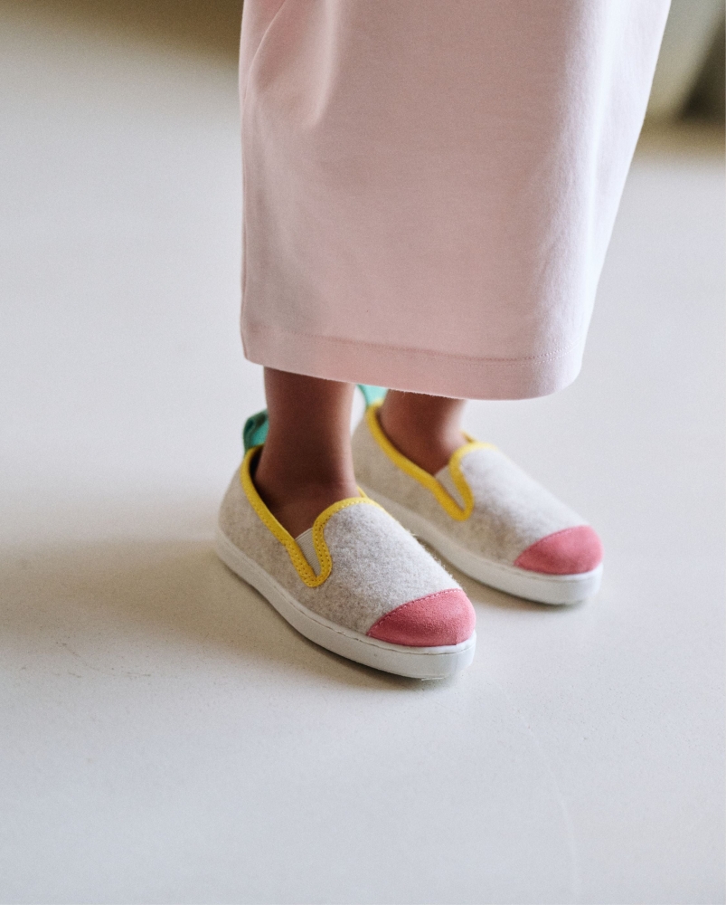Chausson enfant Bruson, laine play beige
