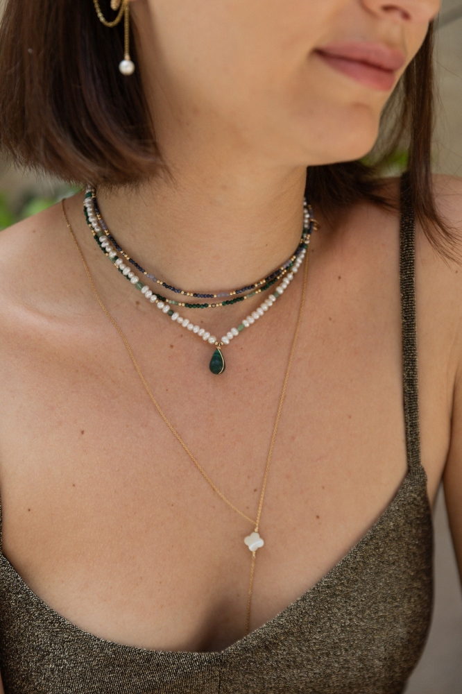 Collier-Bracelet double Queen - Menthe