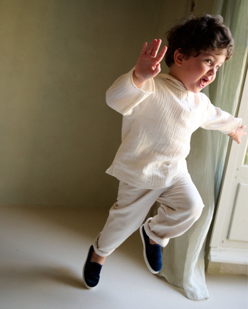 Chausson enfant Bruson, velours marine