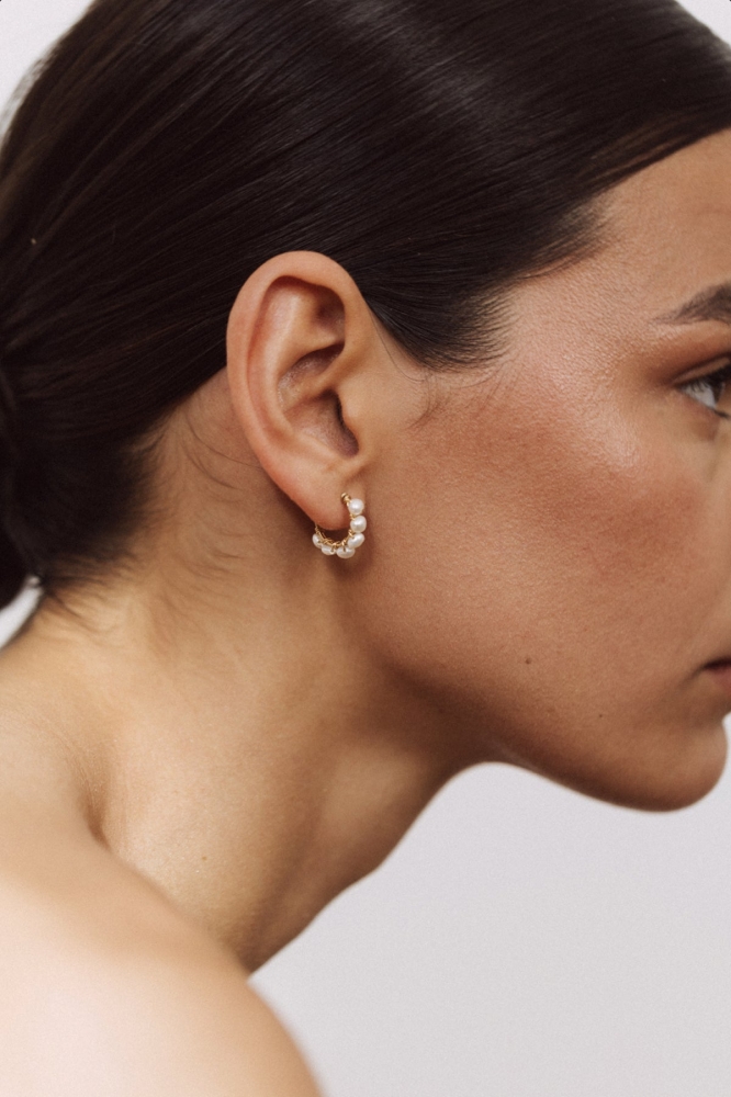 Petites créoles Bouton  - Perles de culture 