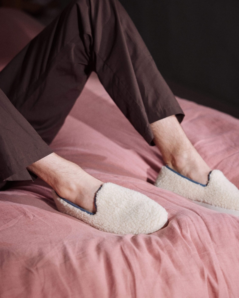 Paire 2 - Chausson homme Bruson, bouclette de laine jean