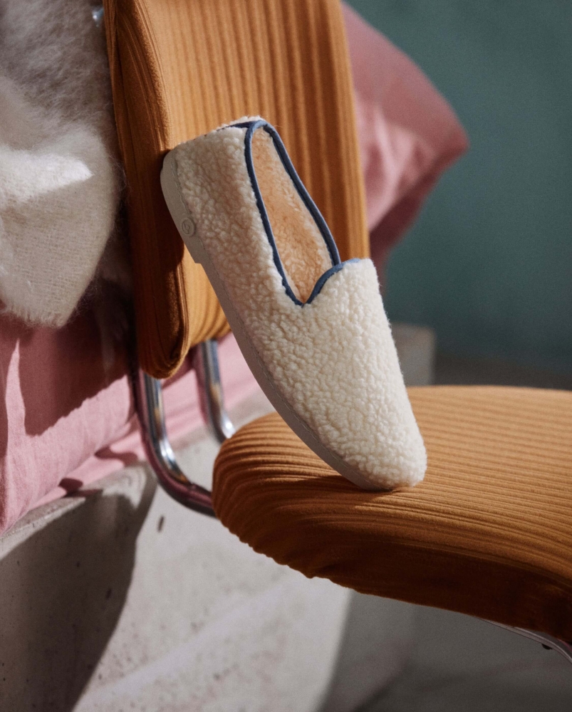 Paire 2 - Chausson homme Bruson, bouclette de laine jean