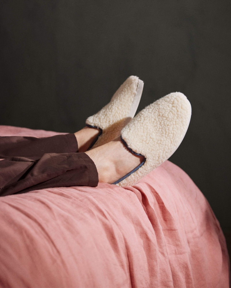 Paire 2 - Chausson homme Bruson, bouclette de laine jean