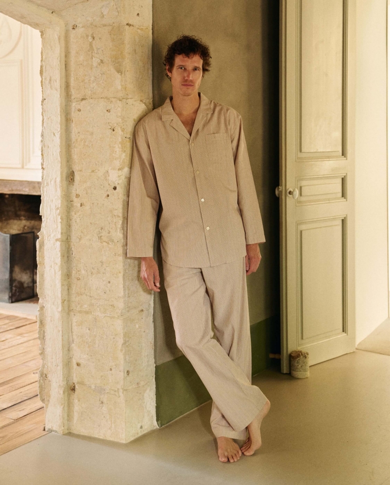 Chemise homme Flaine, coton bio beige