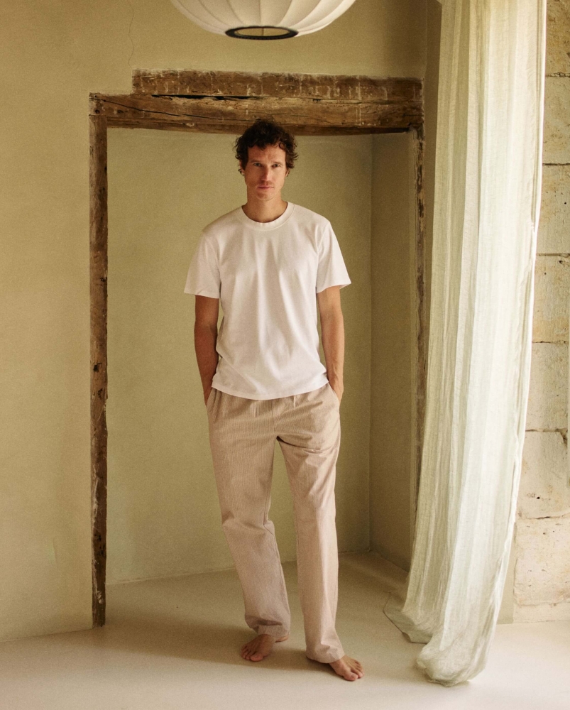 Pantalon homme Flaine, coton bio beige