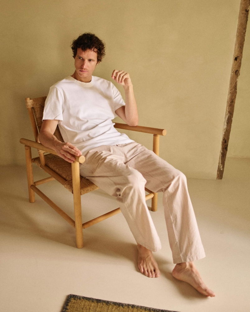 Pantalon homme Flaine, coton bio beige