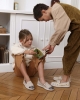 Paire 2 - Chausson enfant Bruson, laine beige léopard