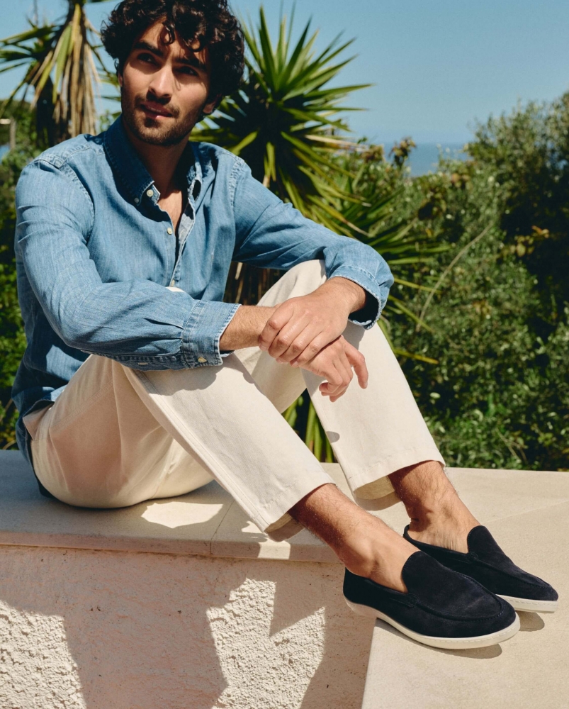Mocassin homme Byron, cuir suède marine