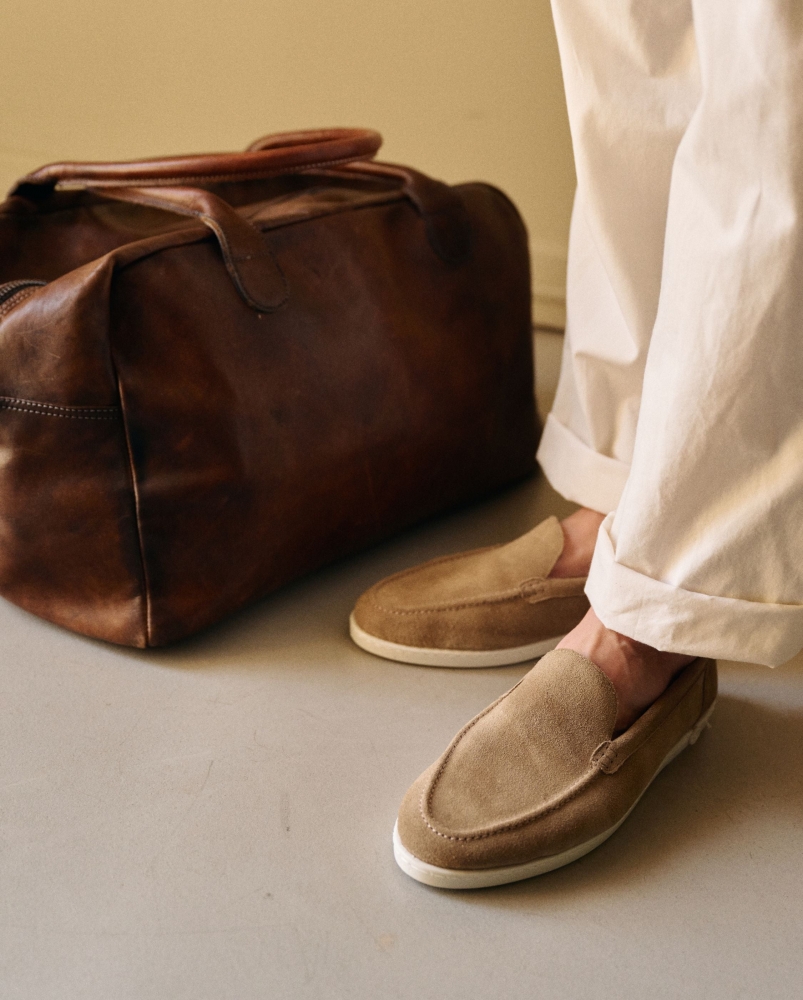 Mocassin homme Byron, cuir suède beige
