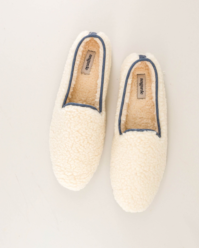 Paire 2 - Chausson homme Bruson, bouclette de laine jean