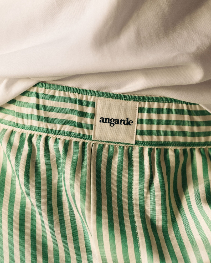 Short homme Manly, tencel rayures vert