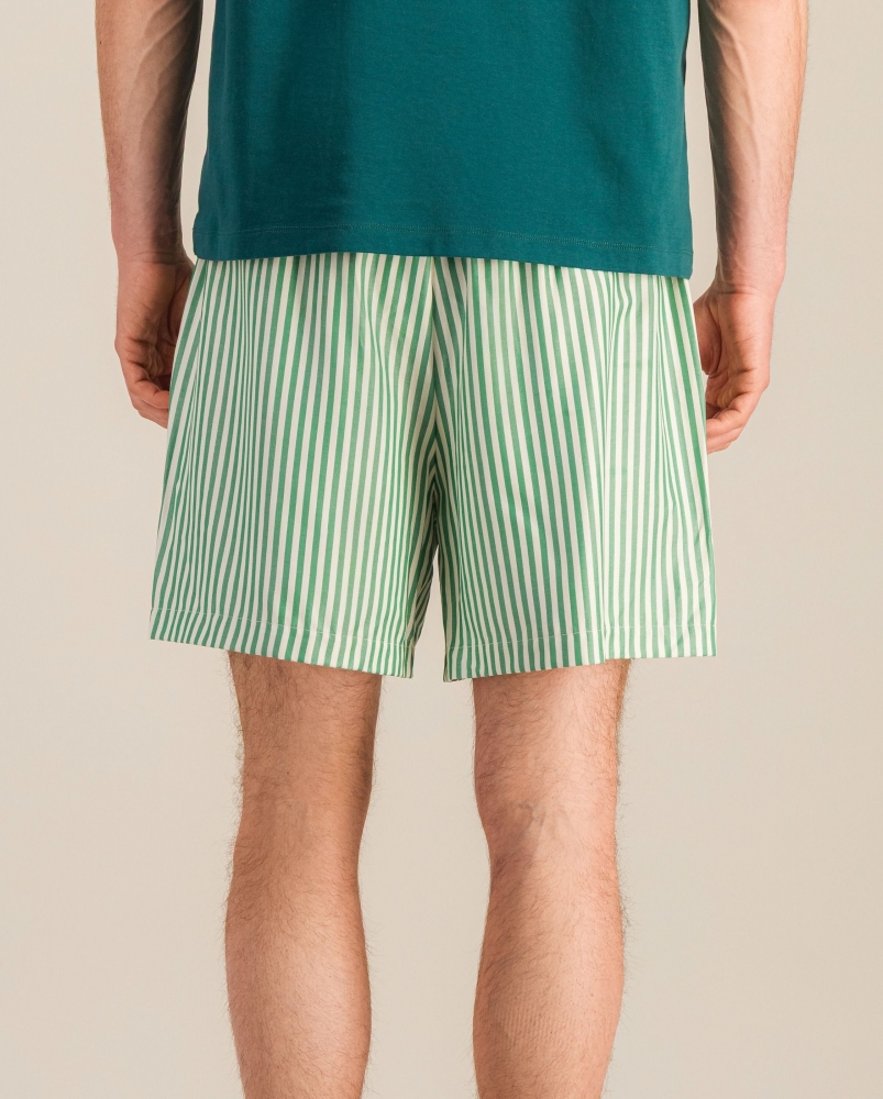 Short homme Manly, tencel rayures vert