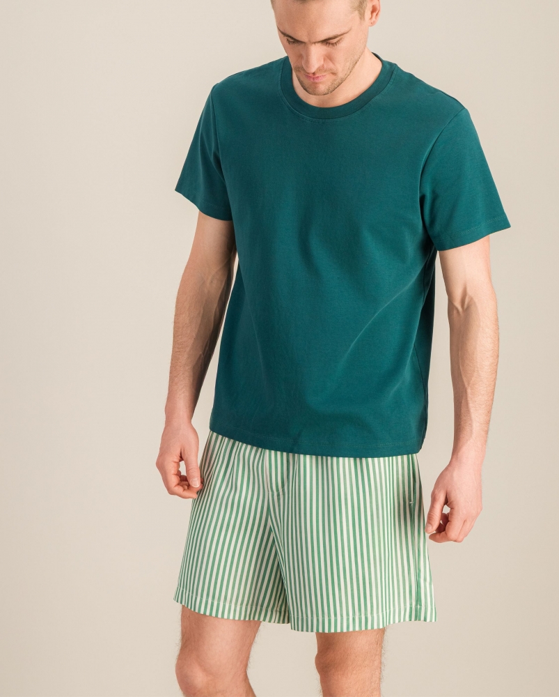 Short homme Manly, tencel rayures vert
