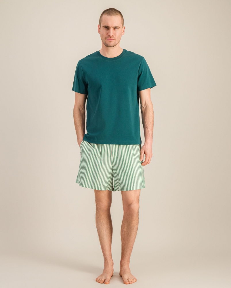 Short homme Manly, tencel rayures vert